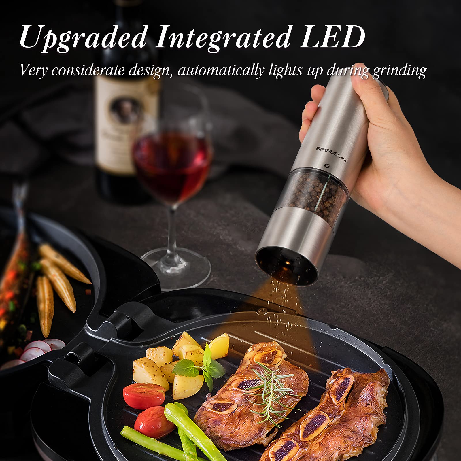 Foto 6 | Set De Molinillos Eléctricos De Sal Y Pimienta Simpletaste - Venta Internacional.