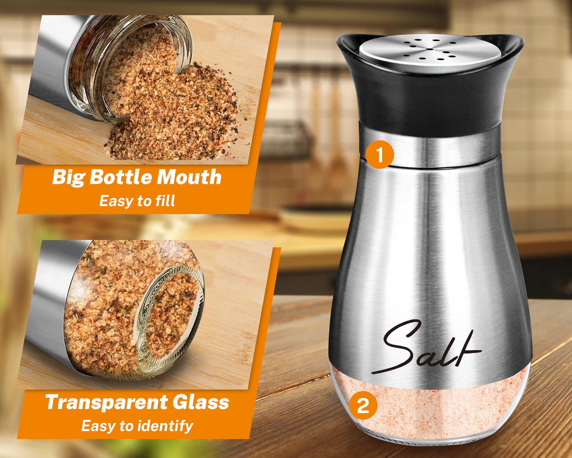 Foto 4 pulgar | Salero Y Pimentero Arrozon Glass, 120 Ml, Acero Inoxidable - Venta Internacional.