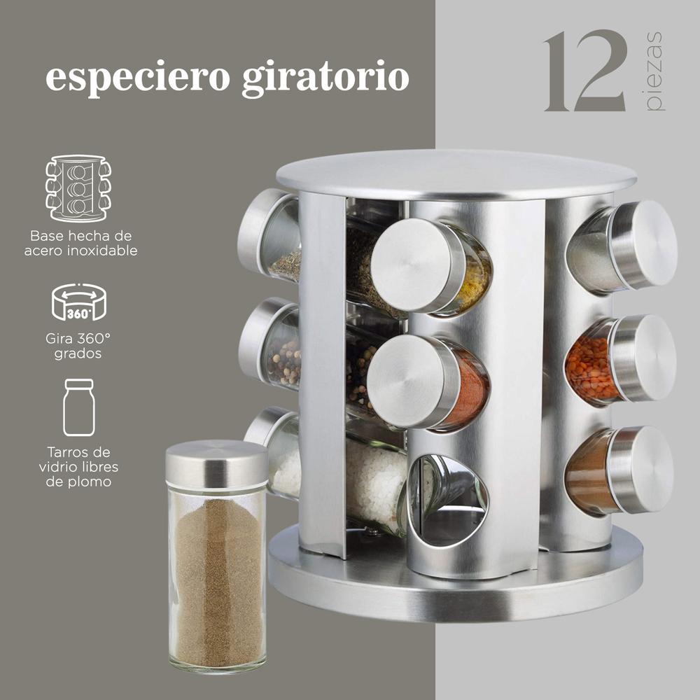 Foto 4 pulgar | Especiero Moderno Giratorio ColorHome 12 Frascos