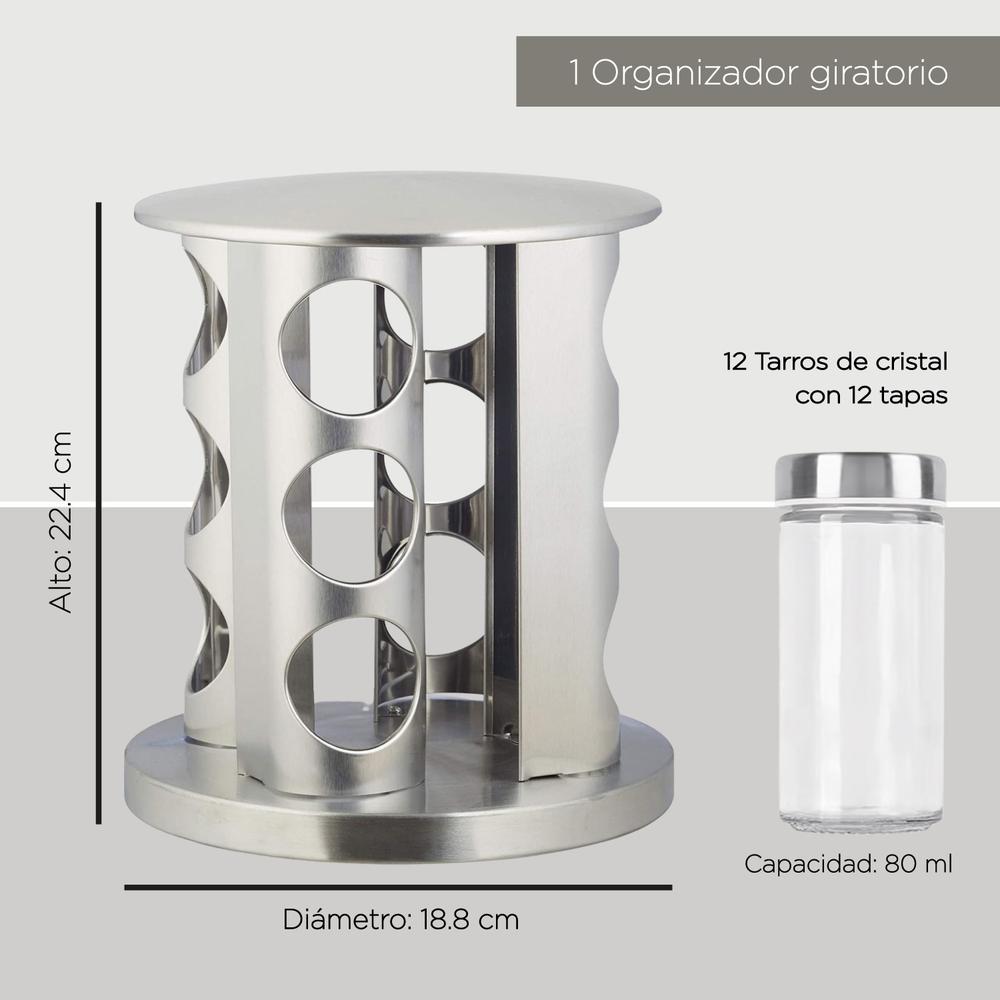 Foto 4 | Especiero Moderno Giratorio ColorHome 12 Frascos