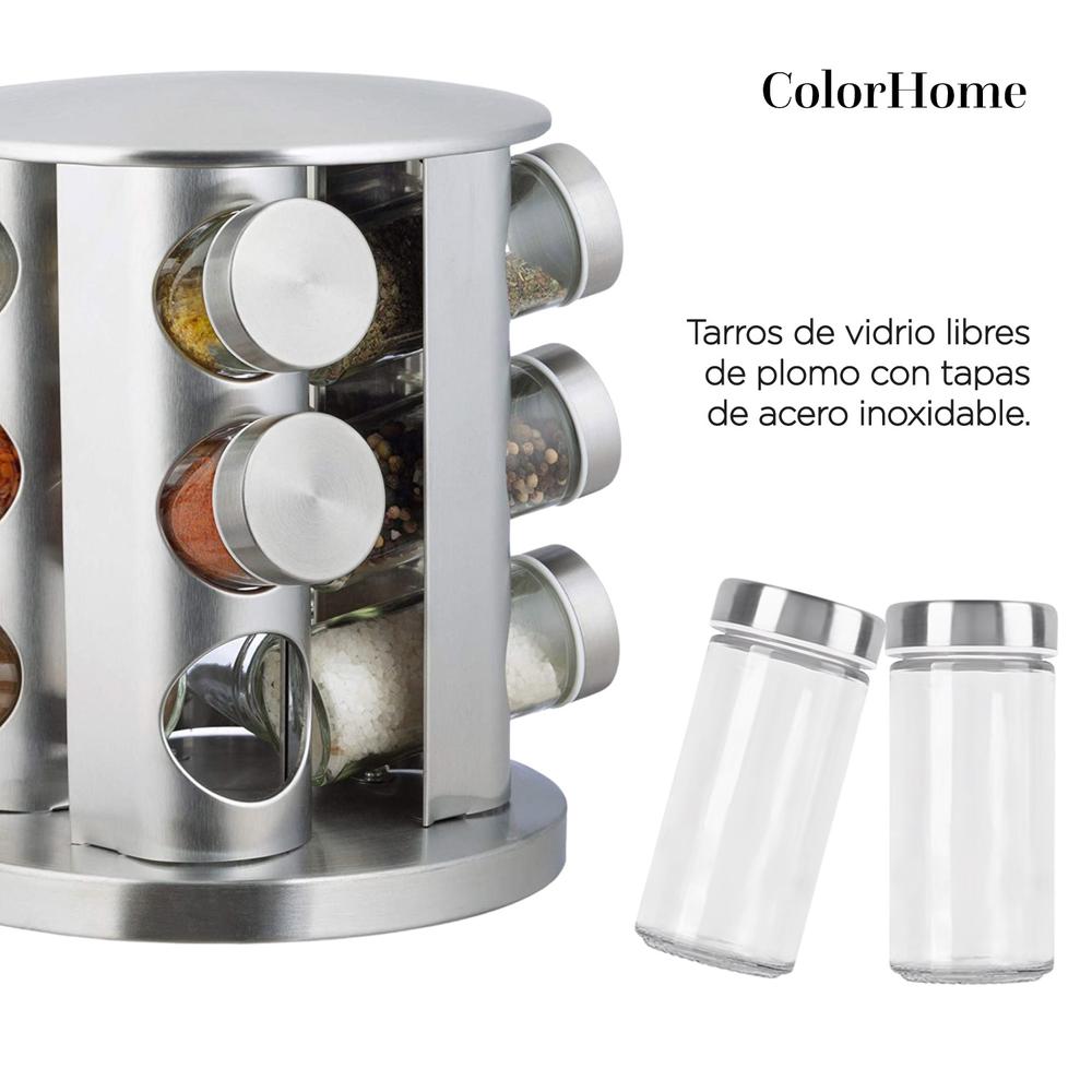 Foto 7 pulgar | Especiero Moderno Giratorio ColorHome 12 Frascos