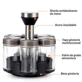 Foto 3 | Especiero Kimhi Giratorio con 6 Frascos para Cocina