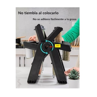 Foto 2 | Especiero Giratorio 360º Juego 18 Botes Cristal + Embudo Eo Safe Imports Negro
