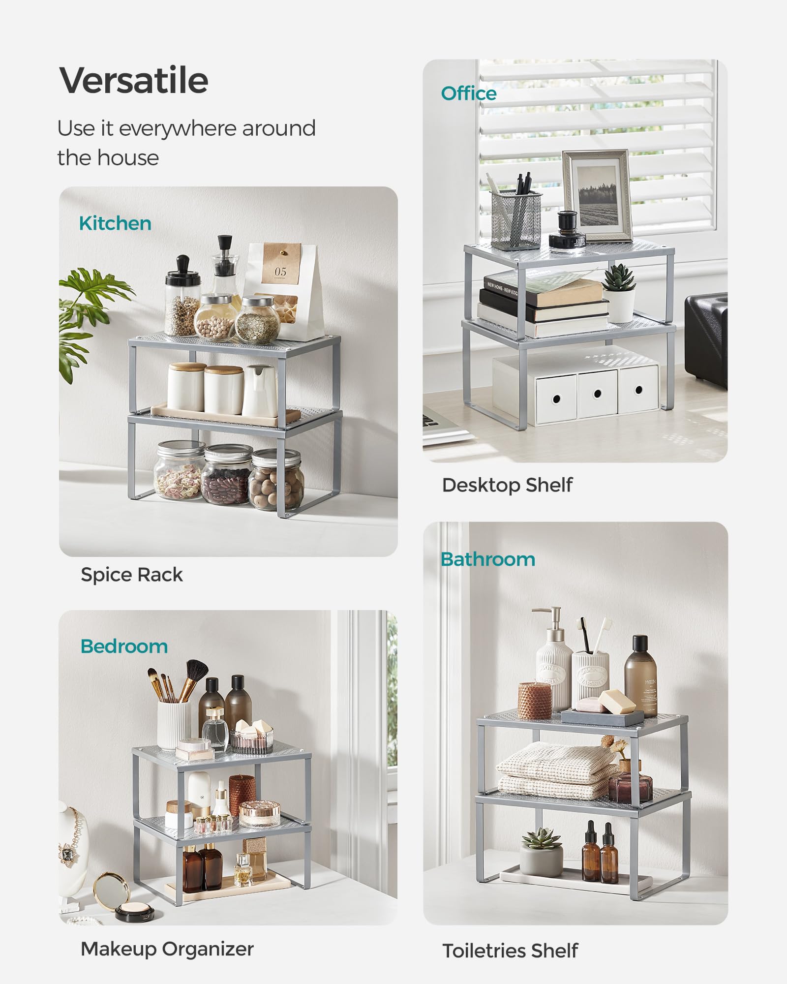 Foto 5 | Set De 4 Unidades De Spice Rack Songmics Ukcs006s01, Metal Plateado