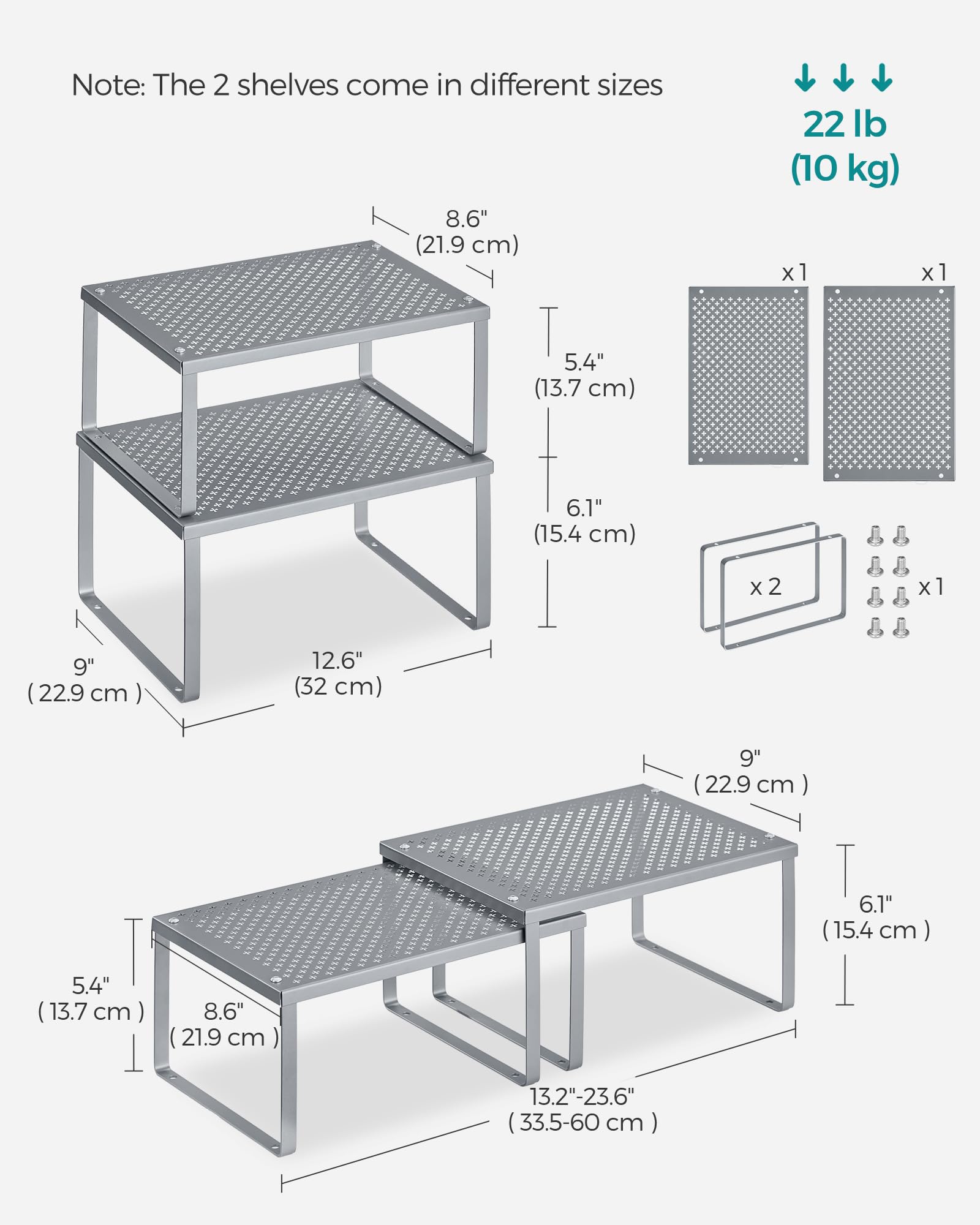 Foto 7 pulgar | Set De 4 Unidades De Spice Rack Songmics Ukcs006s01, Metal Plateado