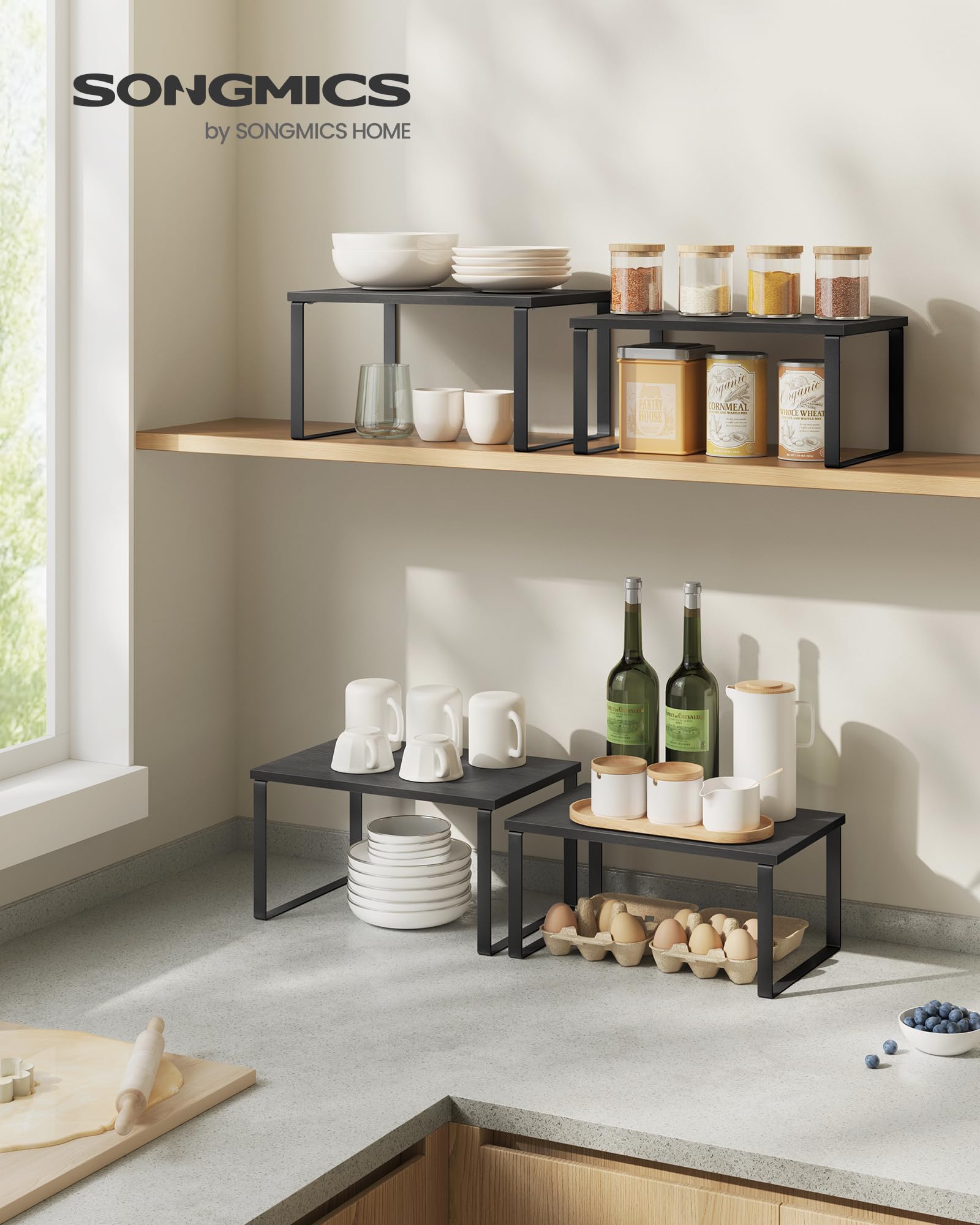 Foto 2 | Estante Organizador De Armario Songmics Kitchen Set 2 De Metal Y Madera Artificial - Venta Internacional.