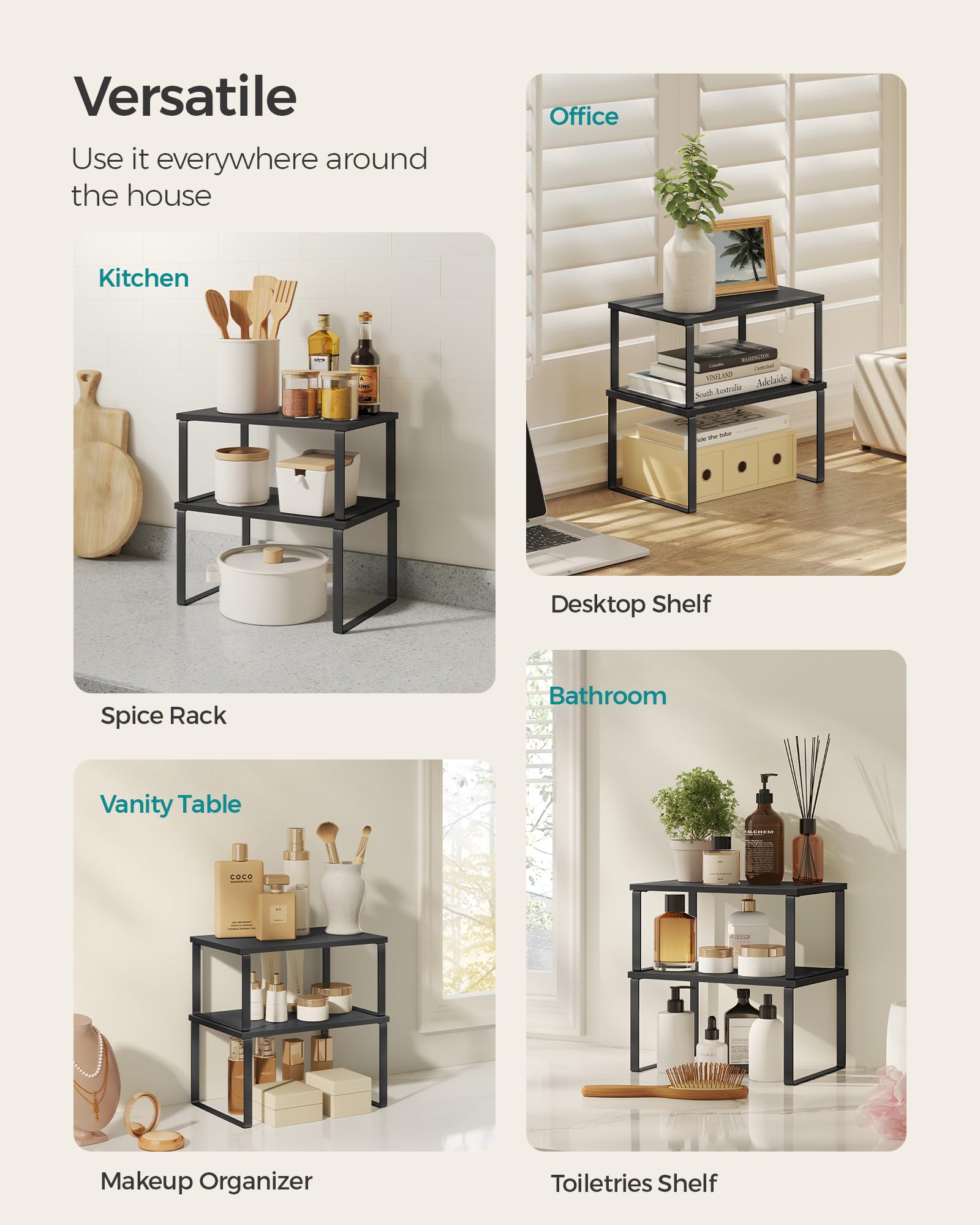 Foto 5 | Estante Organizador De Armario Songmics Kitchen Set 2 De Metal Y Madera Artificial - Venta Internacional.