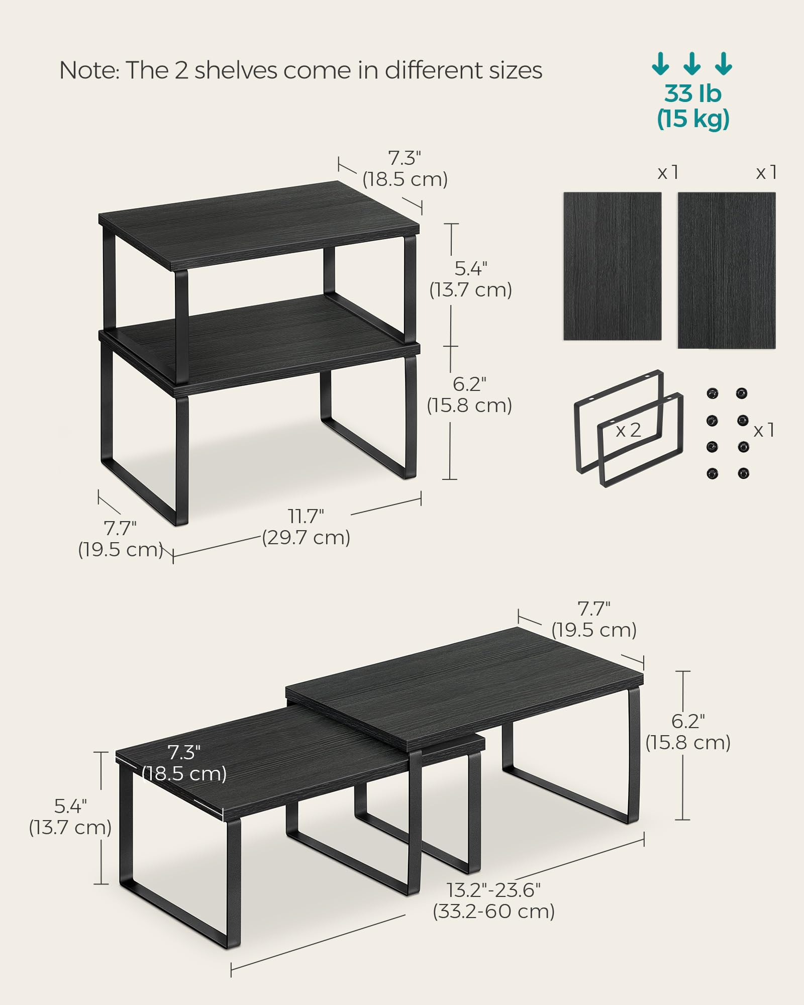 Foto 7 pulgar | Estante Organizador De Armario Songmics Kitchen Set 2 De Metal Y Madera Artificial - Venta Internacional.