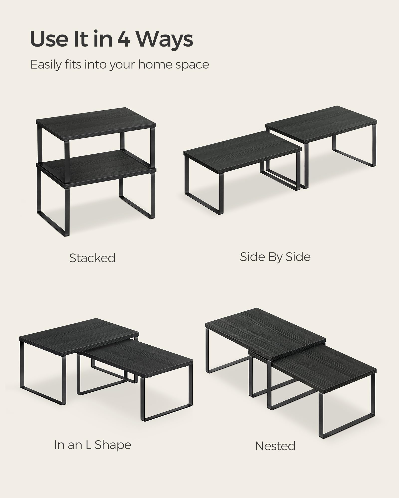 Foto 7 | Estante Organizador De Armario Songmics Kitchen Set 2 De Metal Y Madera Artificial - Venta Internacional.