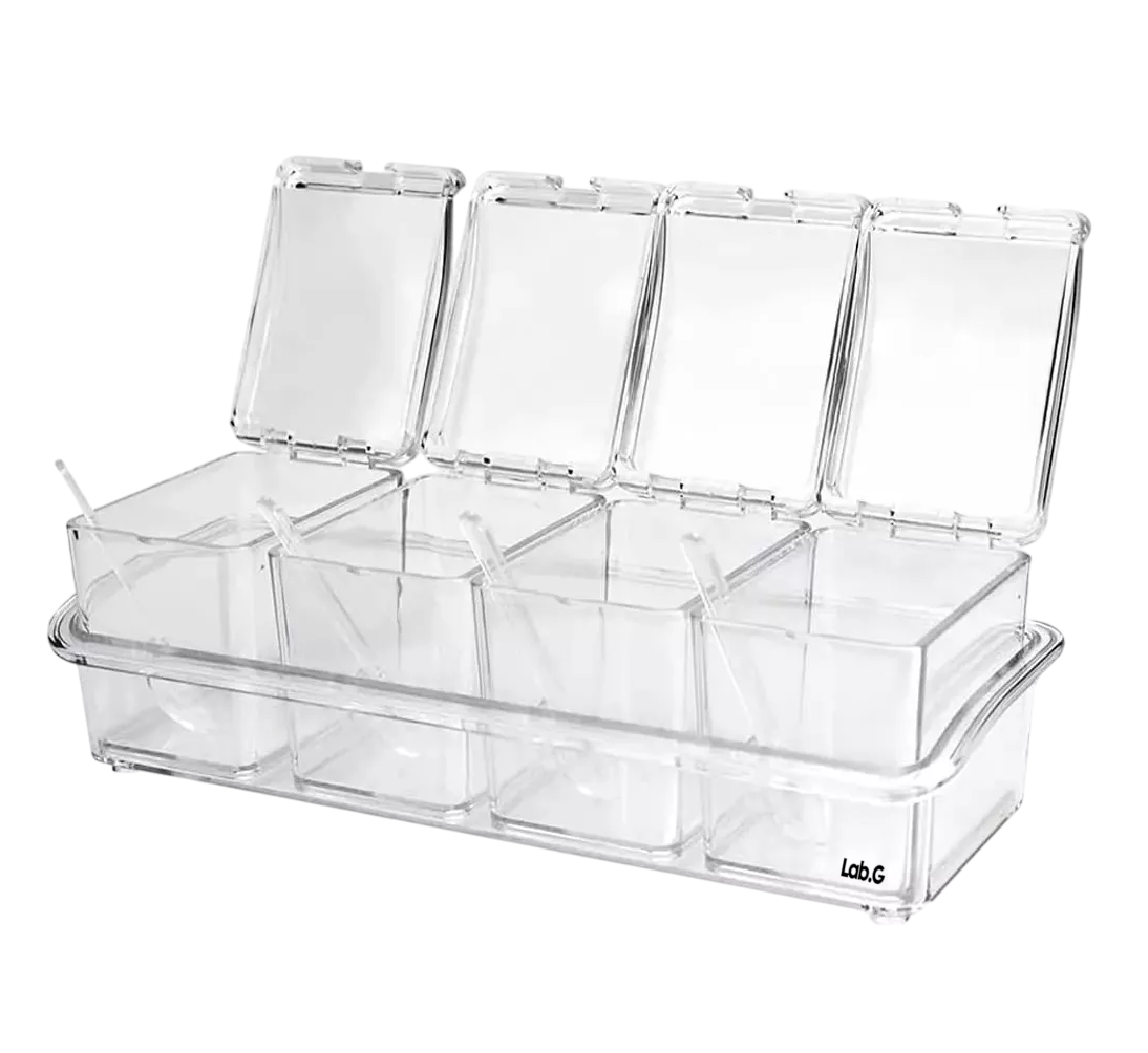 Foto 2 pulgar | Especieros Salsera Organizador Azucarero Cocina 4 Piezas Transparente
