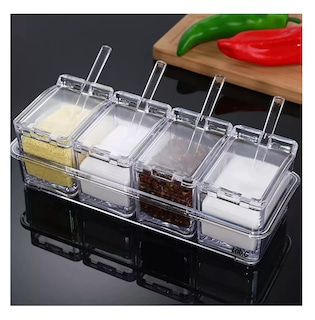 Foto 4 | Especieros Salsera Organizador Azucarero Cocina 4 Piezas Transparente