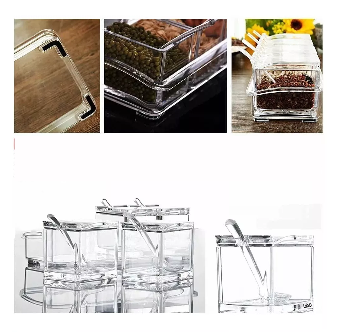 Foto 5 | Especieros Salsera Organizador Azucarero Cocina 4 Piezas Transparente