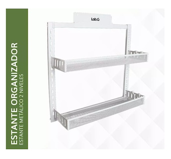 Foto 2 | Especiero Estante Organizador Metálico Cocina 2 Niveles Blanco