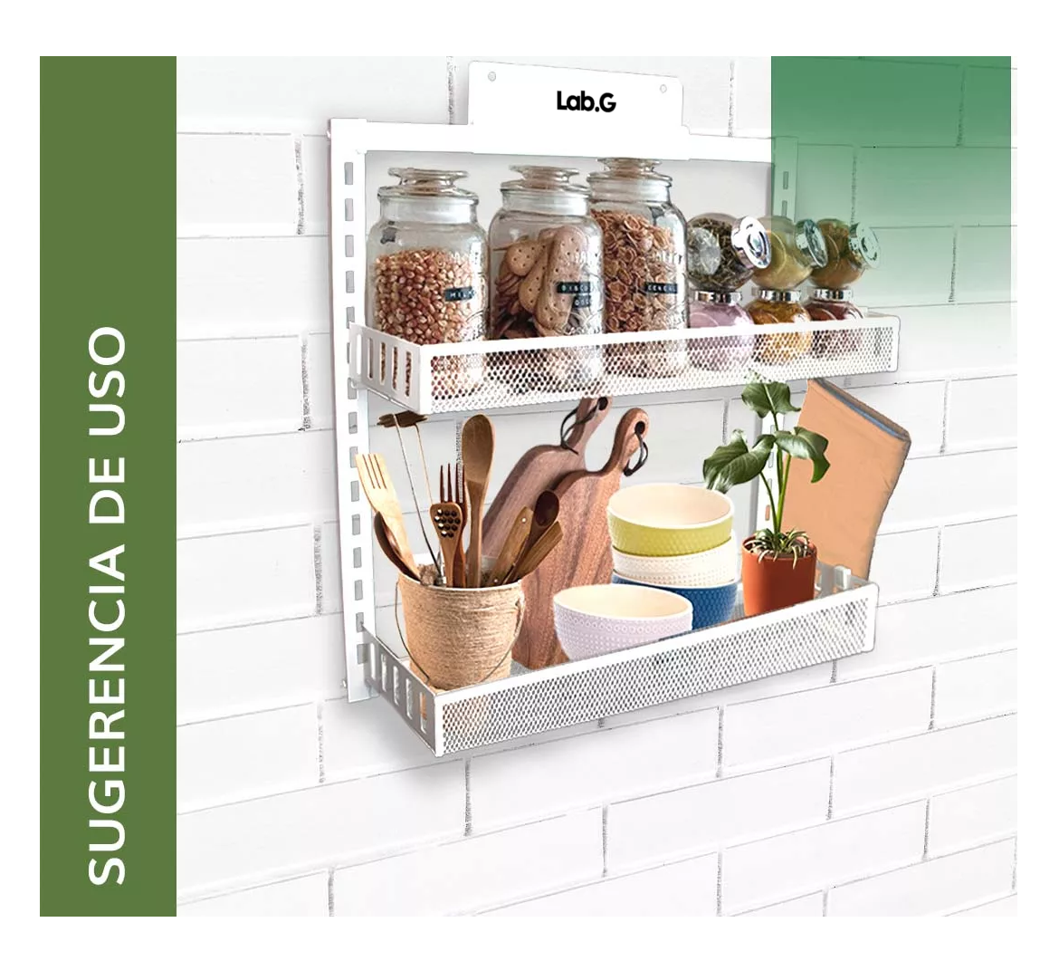 Foto 4 pulgar | Especiero Estante Organizador Metálico Cocina 2 Niveles Blanco