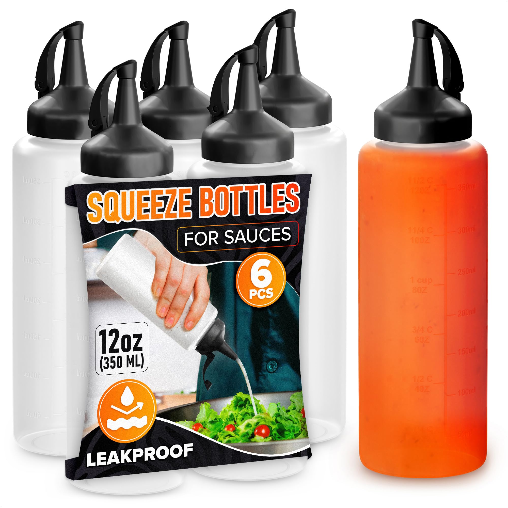 Botellas Para Exprimir Condimentos Burius De 350 Ml (paquete De 6) Para Salsas - Venta Internacional.