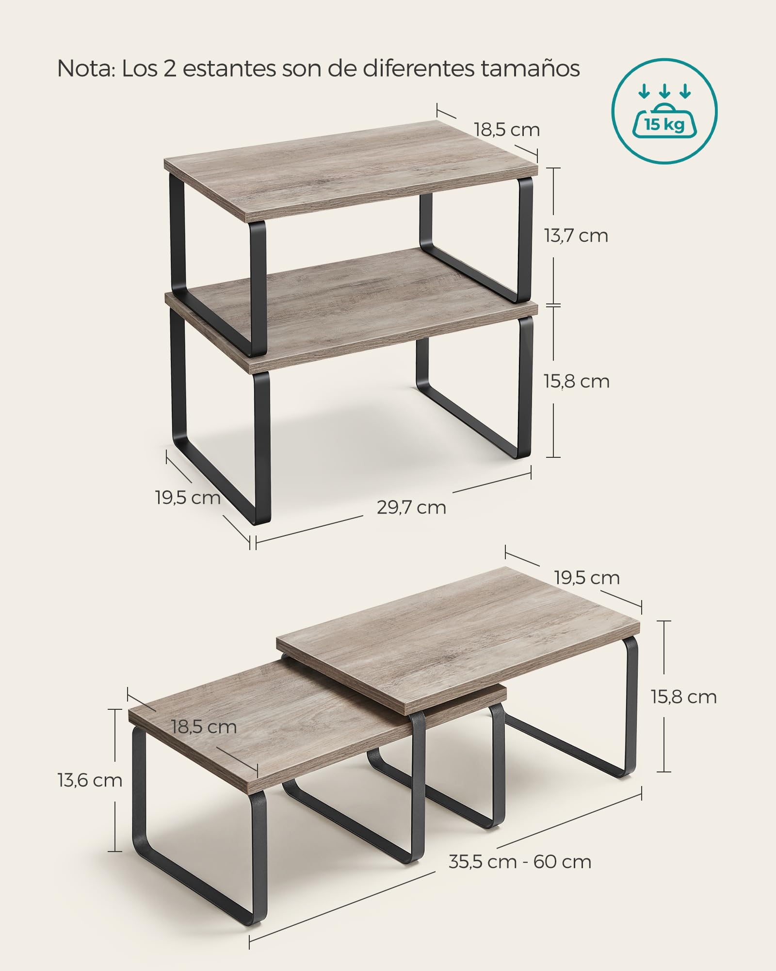 Foto 6 pulgar | Especiero De Cocina Songmics Mkcs020x02 Greige Mélange
