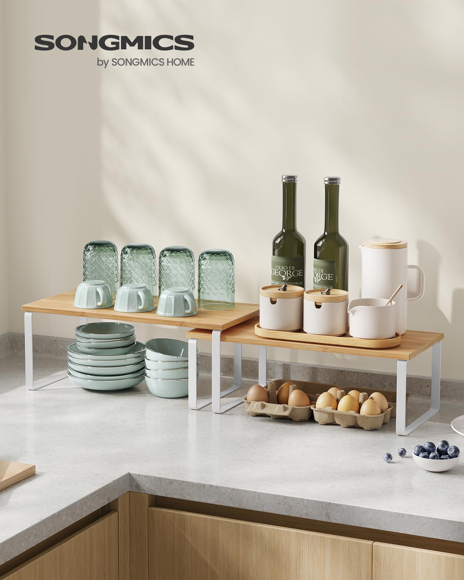 Foto 3 pulgar | Especiero De Cocina Songmics Mkcs200w01, 2 Niveles, Blanco/beige