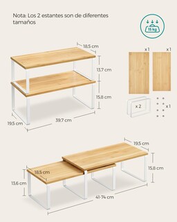 Foto 5 | Especiero De Cocina Songmics Mkcs200w01, 2 Niveles, Blanco/beige