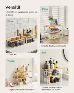 Foto 6 | Especiero De Cocina Songmics Mkcs200w01, 2 Niveles, Blanco/beige