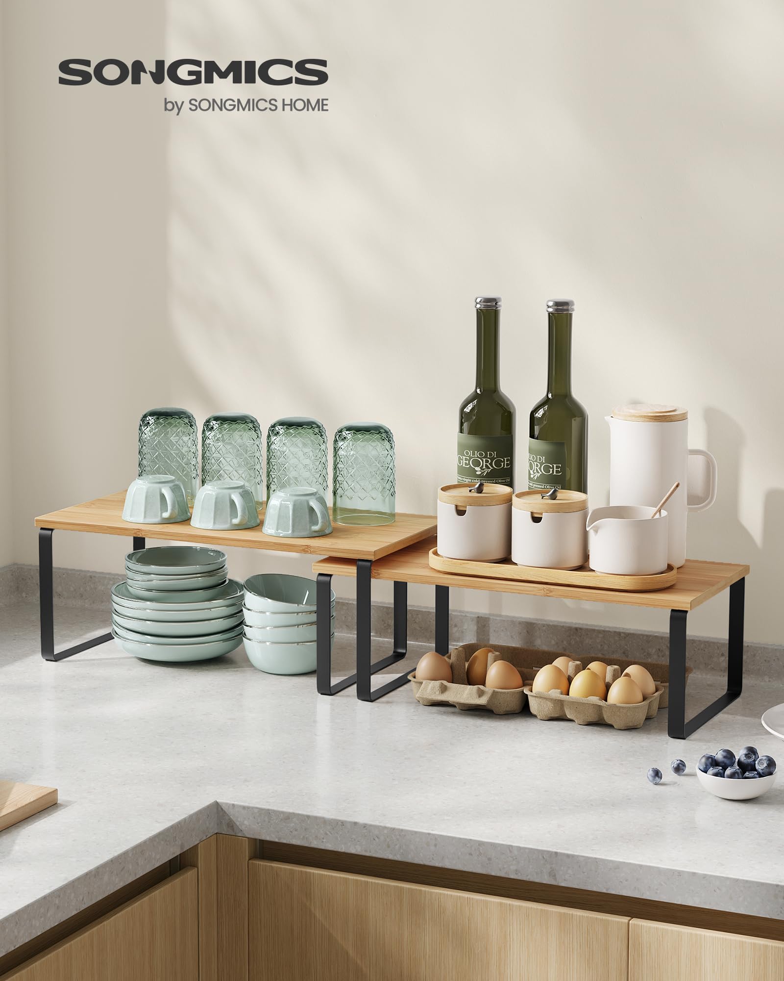 Foto 2 | Especiero De Cocina Songmics Mkcs200b01 De 2 Niveles, Negro Y Beige