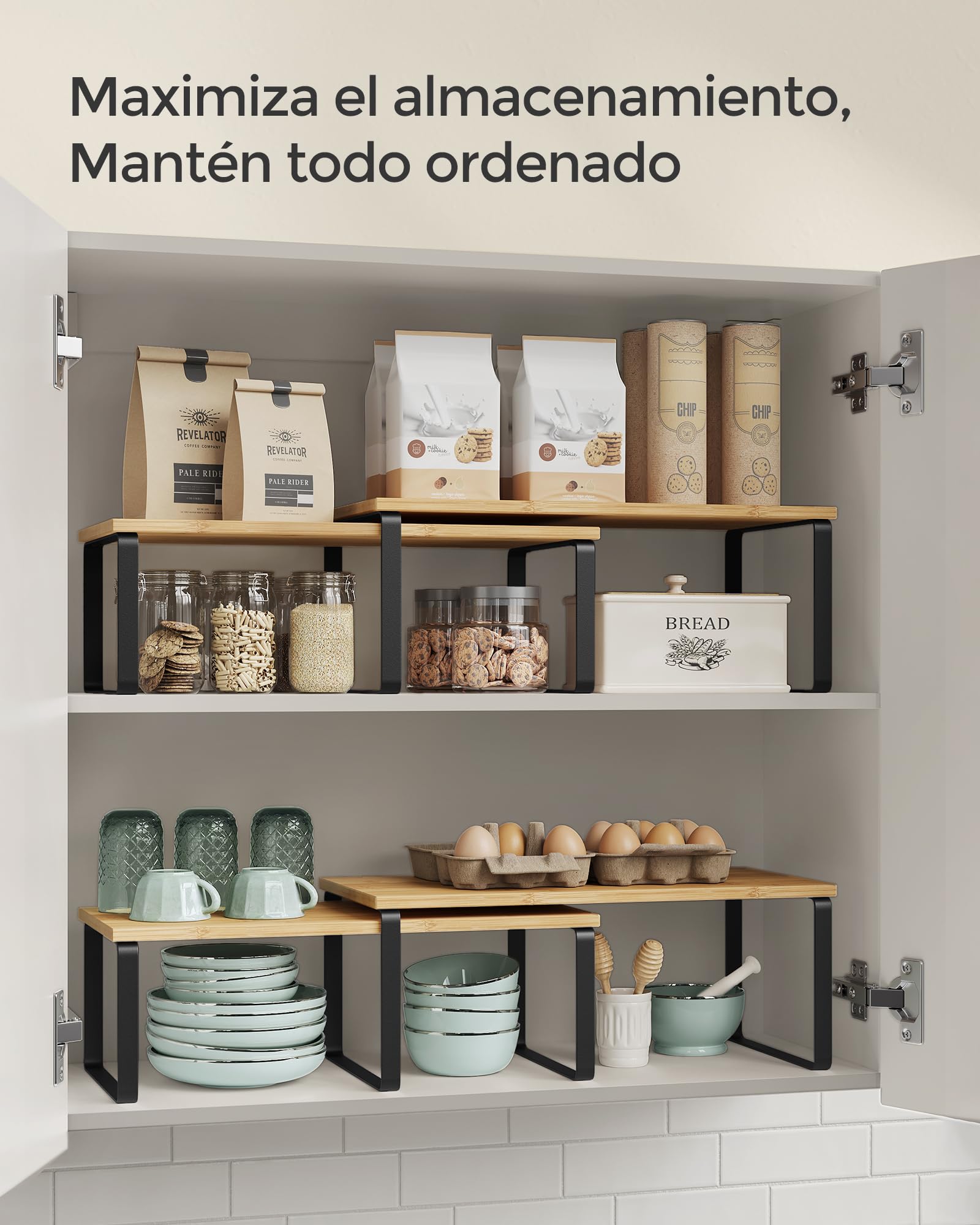 Foto 4 pulgar | Especiero De Cocina Songmics Mkcs200b01 De 2 Niveles, Negro Y Beige