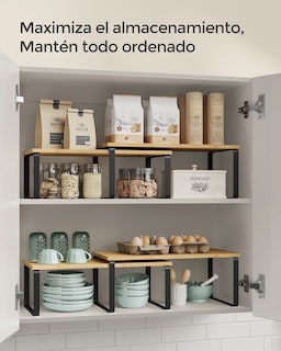 Foto 3 | Especiero De Cocina Songmics Mkcs200b01 De 2 Niveles, Negro Y Beige