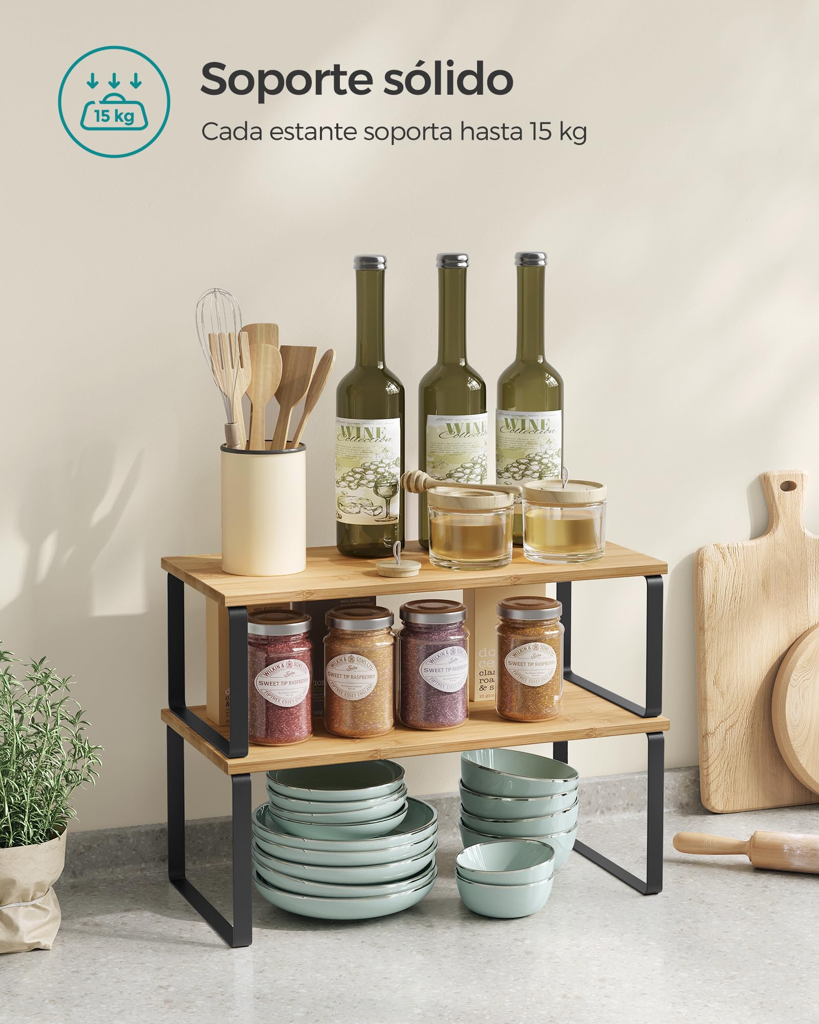Foto 5 pulgar | Especiero De Cocina Songmics Mkcs200b01 De 2 Niveles, Negro Y Beige
