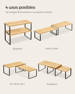 Foto 7 | Especiero De Cocina Songmics Mkcs200b01 De 2 Niveles, Negro Y Beige