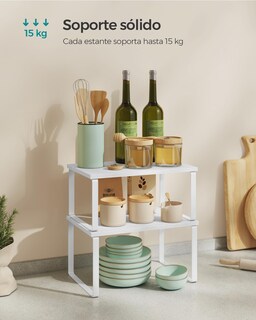 Foto 4 | Especiero De Cocina Songmics Mkcs02w01 De 2 Niveles, Blanco