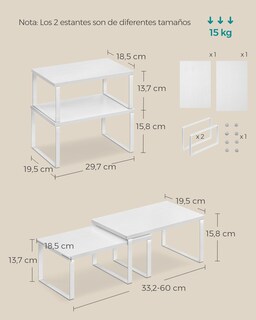 Foto 5 | Especiero De Cocina Songmics Mkcs02w01 De 2 Niveles, Blanco