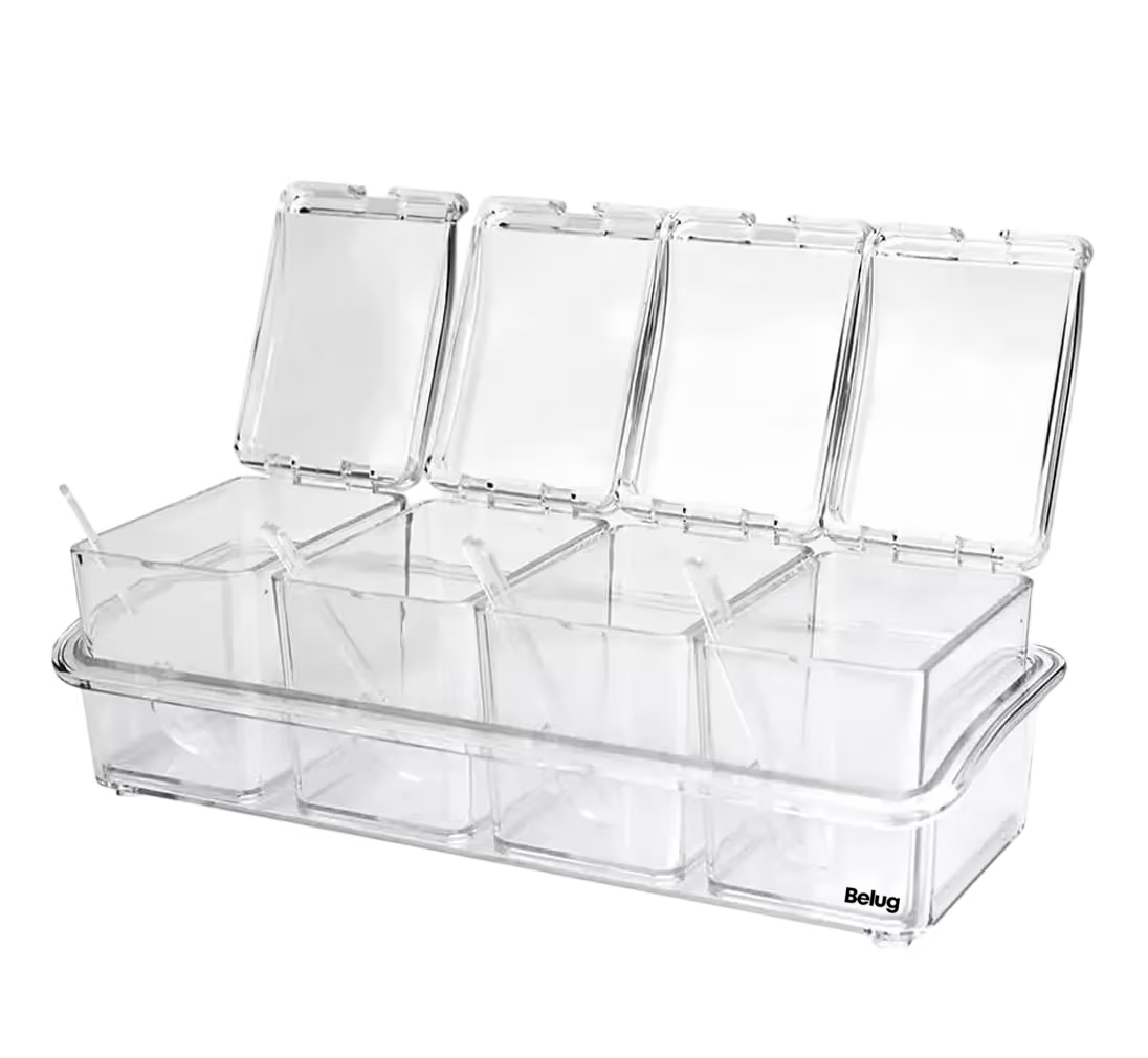 Foto 2 pulgar | Especieros Belug Salsera Organizador Azucarero Cocina 4 Piezas Transparente
