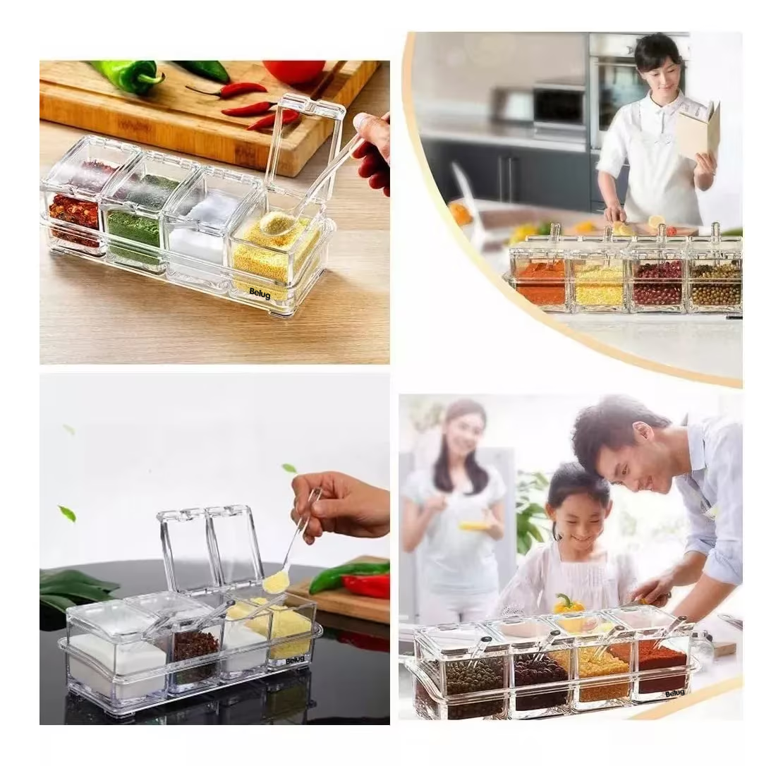 Foto 4 pulgar | Especieros Belug Salsera Organizador Azucarero Cocina 4 Piezas Transparente