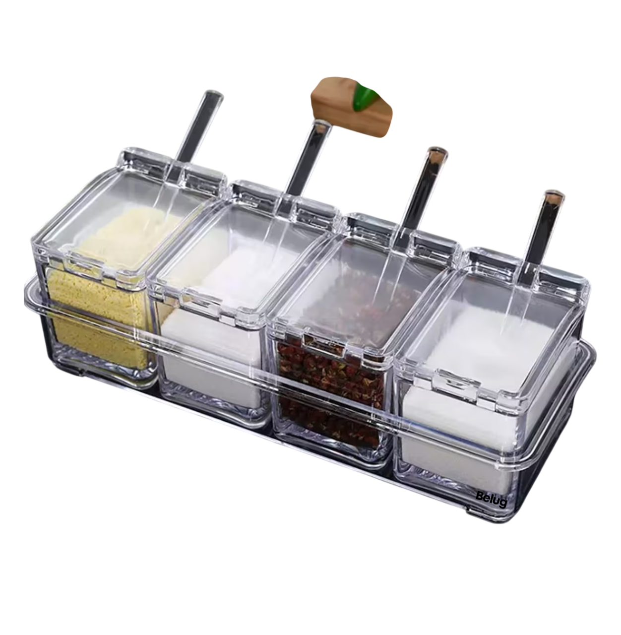 Foto 5 pulgar | Especieros Belug Salsera Organizador Azucarero Cocina 4 Piezas Transparente