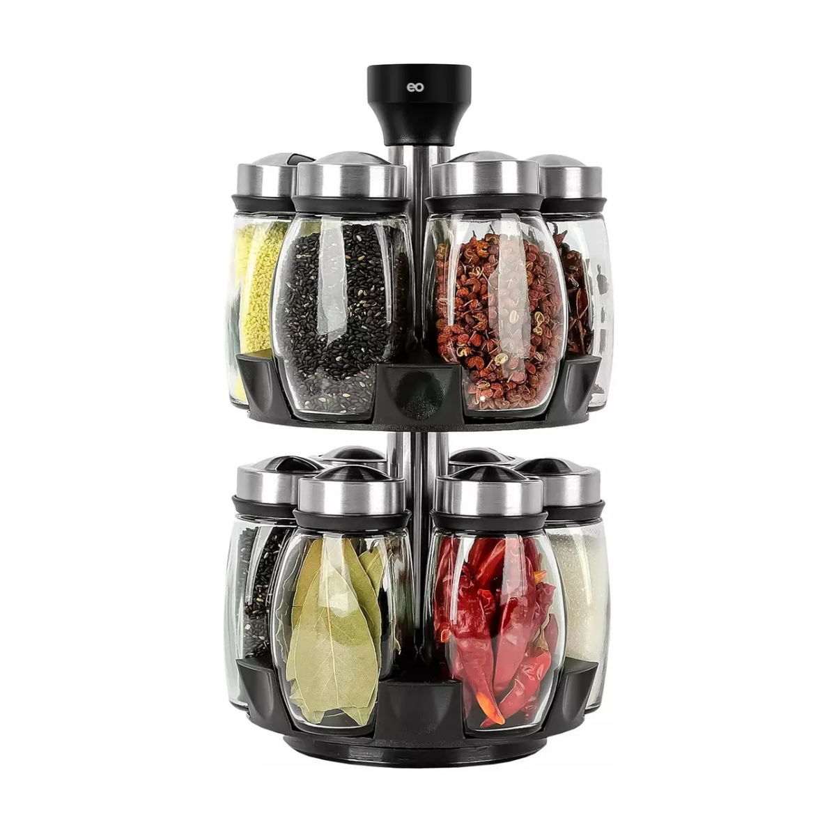 Foto 2 pulgar | Organizador De Cocina Giratorio Con Juego De 12 Frascos Especieros Eo Safe Imports Esi-18935 Negro