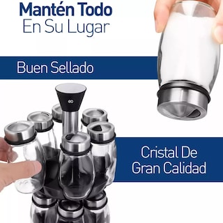 Foto 3 | Organizador De Cocina Giratorio Con Juego De 12 Frascos Especieros Eo Safe Imports Esi-18935 Negro