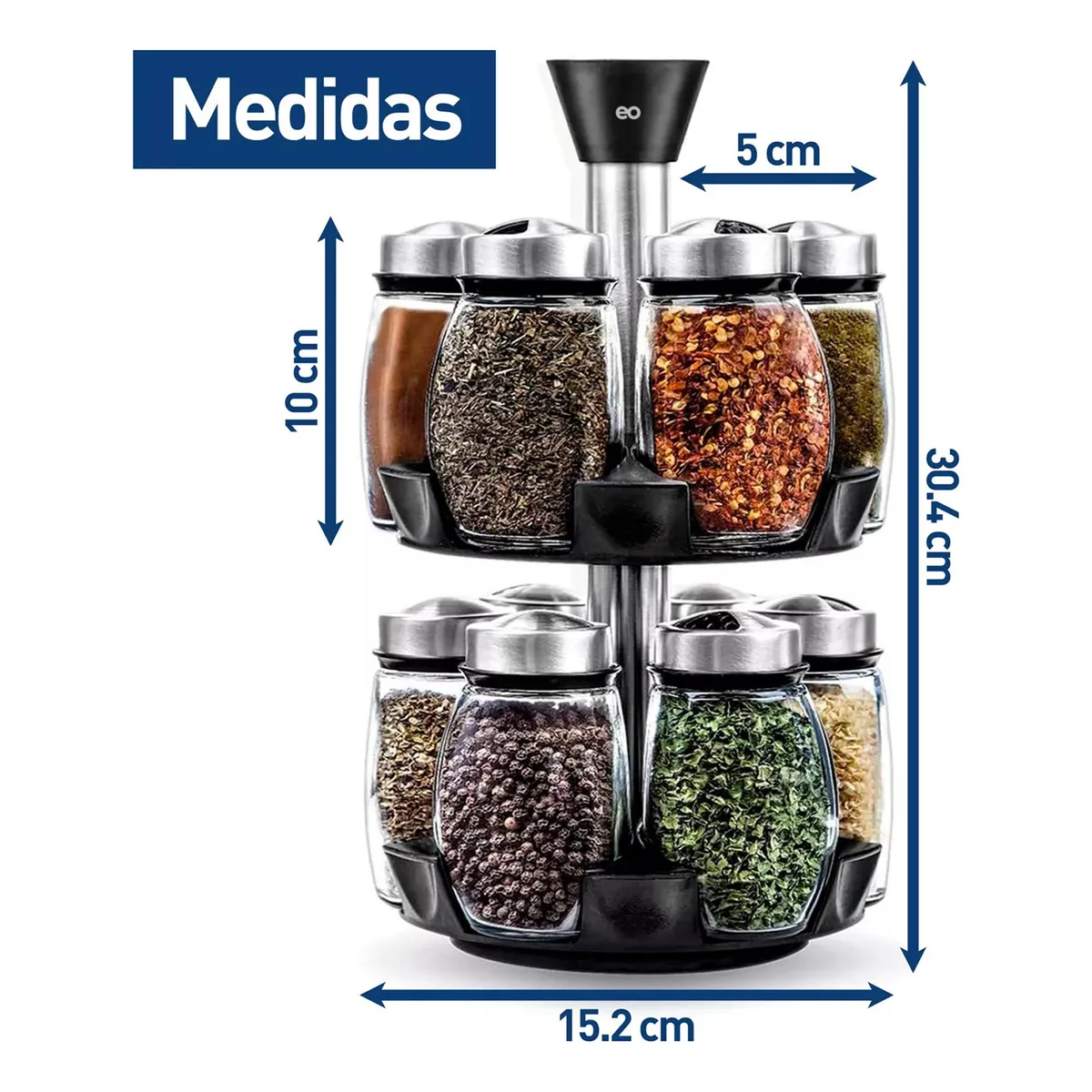 Foto 5 pulgar | Organizador De Cocina Giratorio Con Juego De 12 Frascos Especieros Eo Safe Imports Esi-18935 Negro