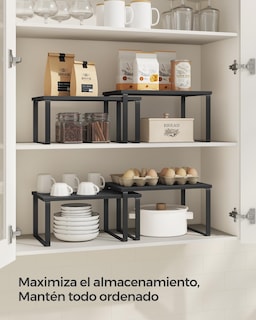 Foto 3 | Estante para Especias de Cocina Songmics 2 Niveles Negro, Juego De 2