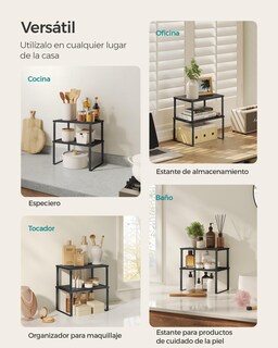 Foto 6 | Estante para Especias de Cocina Songmics 2 Niveles Negro, Juego De 2