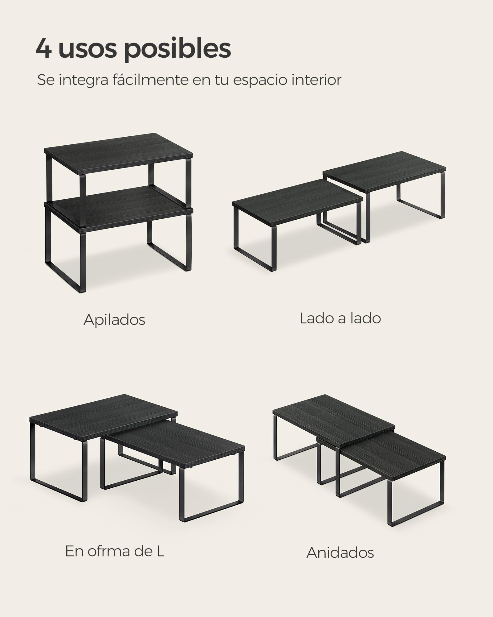 Foto 8 pulgar | Estante para Especias de Cocina Songmics 2 Niveles Negro, Juego De 2