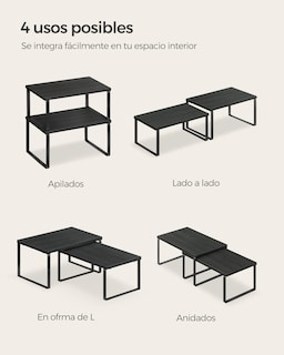 Foto 7 | Estante para Especias de Cocina Songmics 2 Niveles Negro, Juego De 2