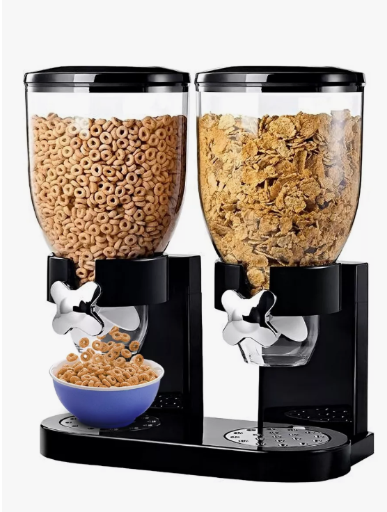 Dispensador De Cereal Despachador Doble Alimentos Y Semillas Color Negro
