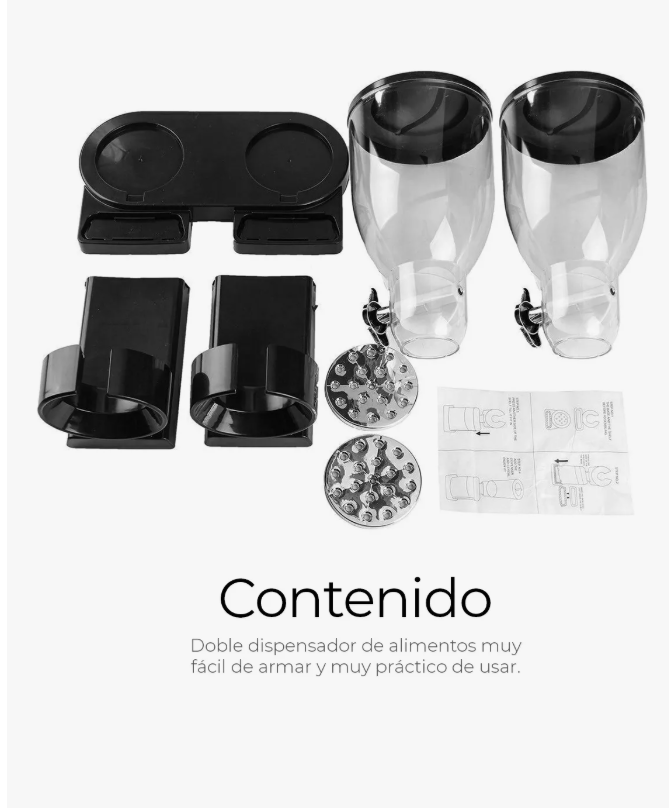 Foto 2 | Dispensador De Cereal Despachador Doble Alimentos Y Semillas Color Negro
