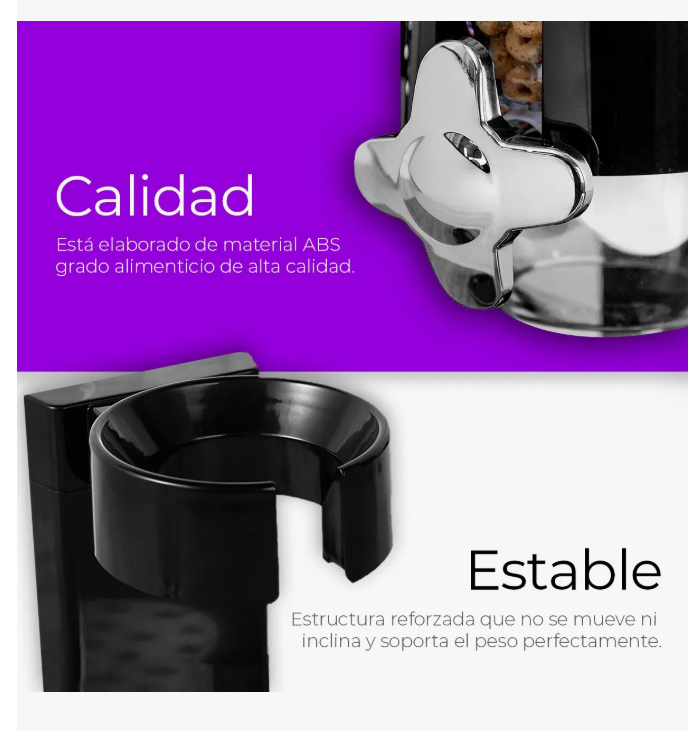 Foto 5 pulgar | Dispensador De Cereal Despachador Doble Alimentos Y Semillas Color Negro