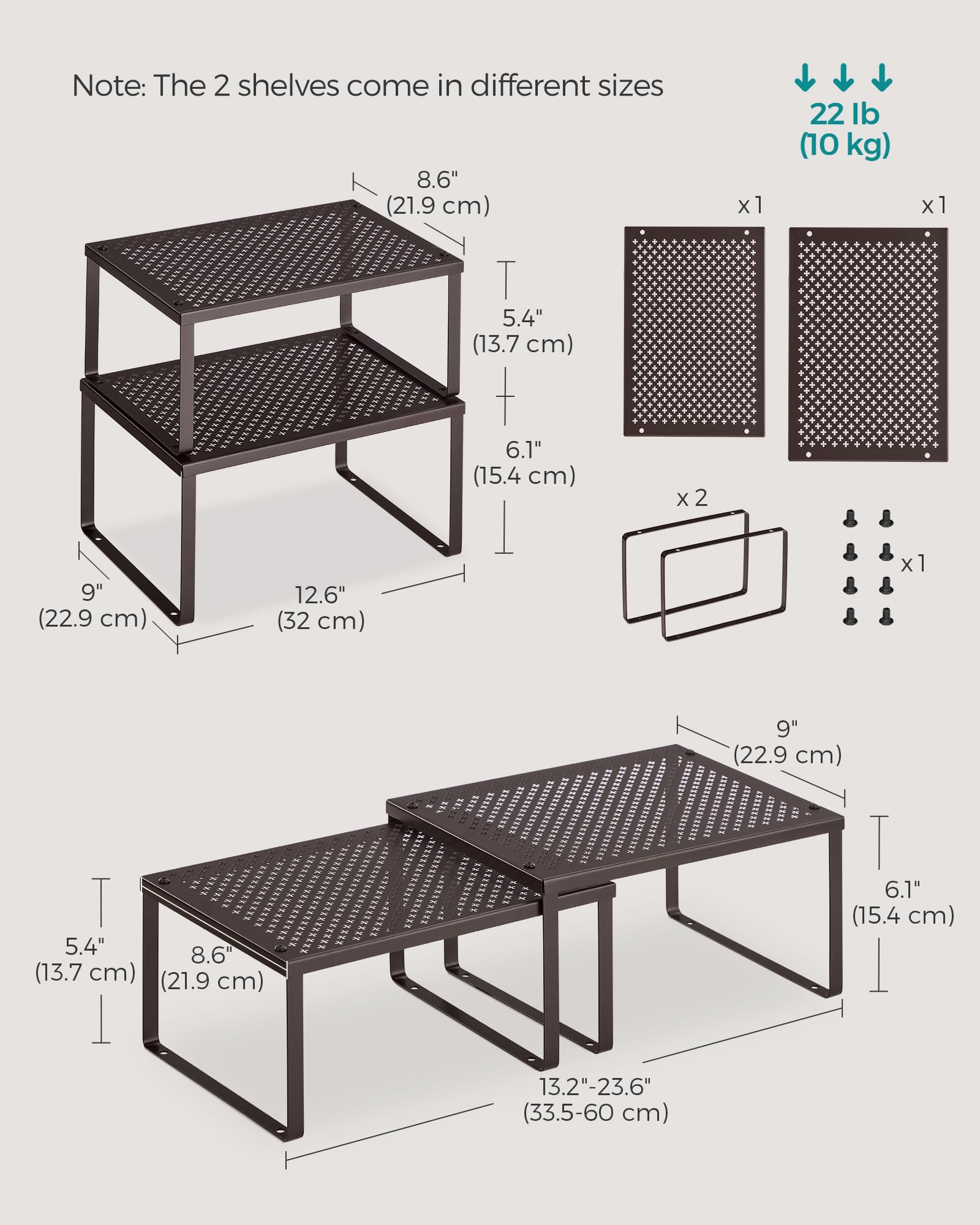 Foto 3 pulgar | Set De 2 Unidades Spice Rack Para Armarios Y Estanterías Songmics, Color Marrón - Venta Internacional.