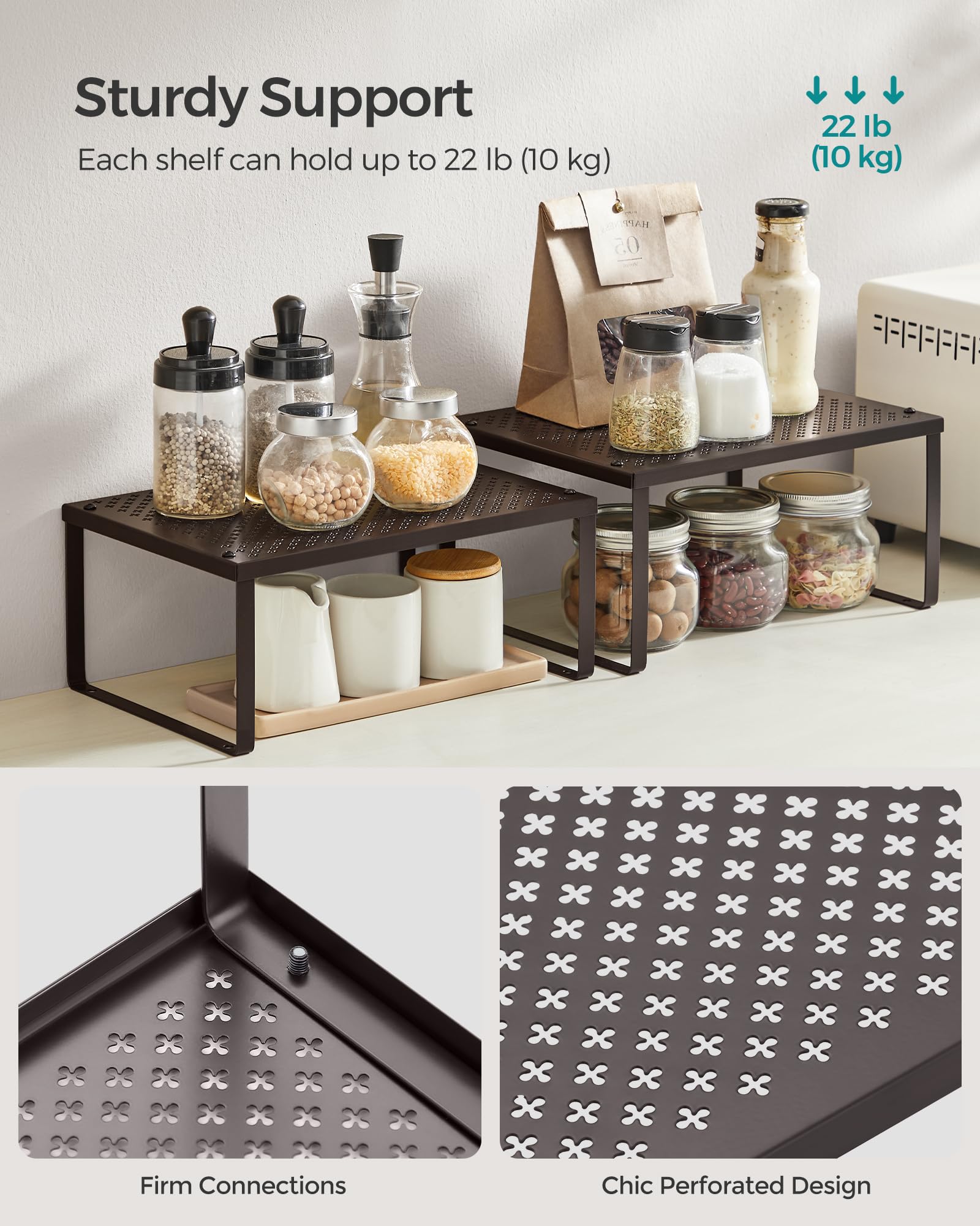 Foto 5 | Set De 2 Unidades Spice Rack Para Armarios Y Estanterías Songmics, Color Marrón - Venta Internacional.