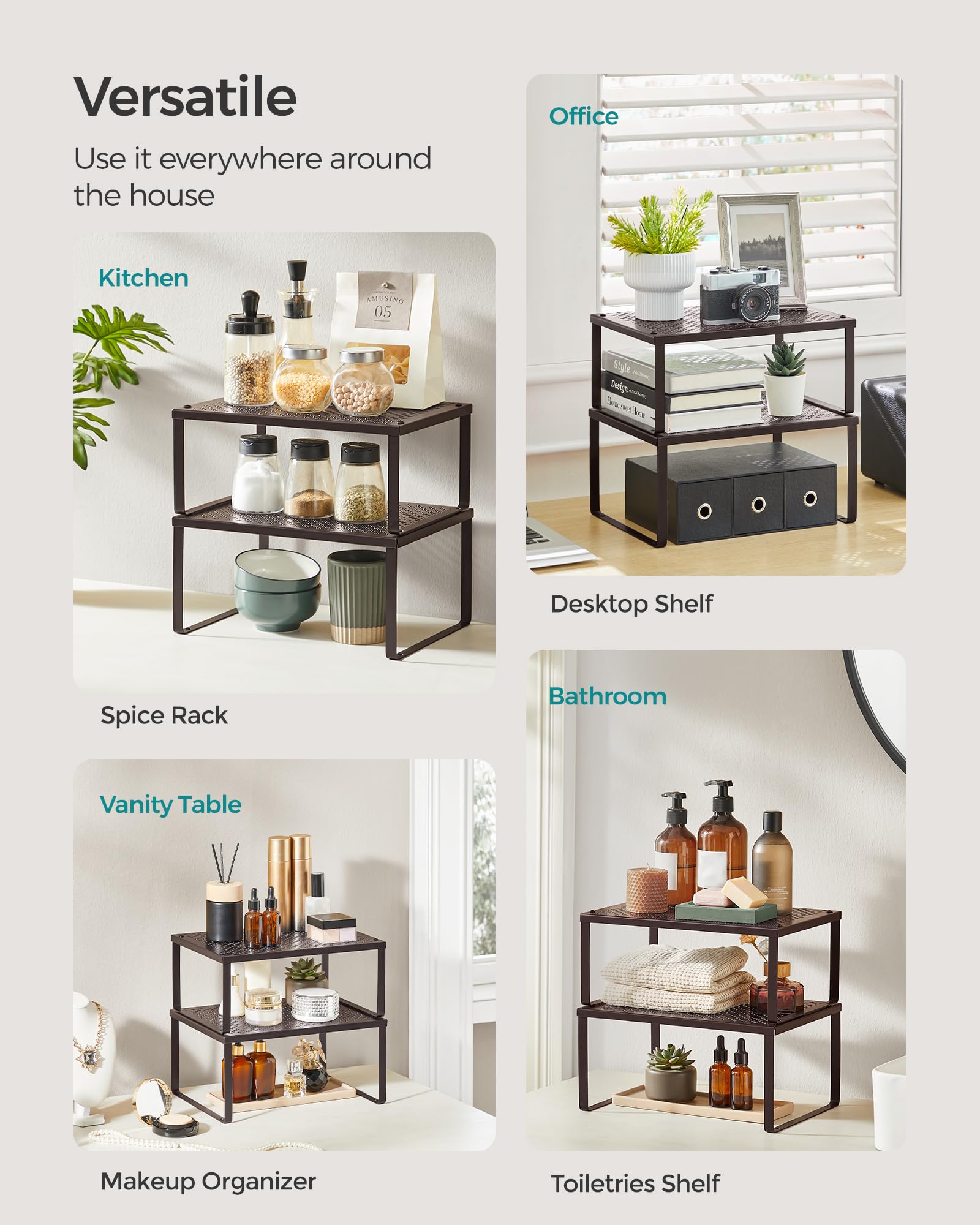 Foto 6 | Set De 2 Unidades Spice Rack Para Armarios Y Estanterías Songmics, Color Marrón - Venta Internacional.