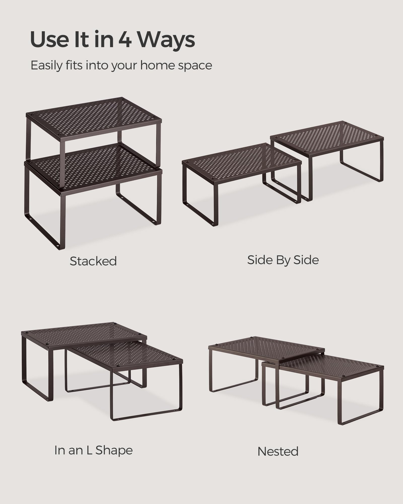 Foto 7 | Set De 2 Unidades Spice Rack Para Armarios Y Estanterías Songmics, Color Marrón - Venta Internacional.