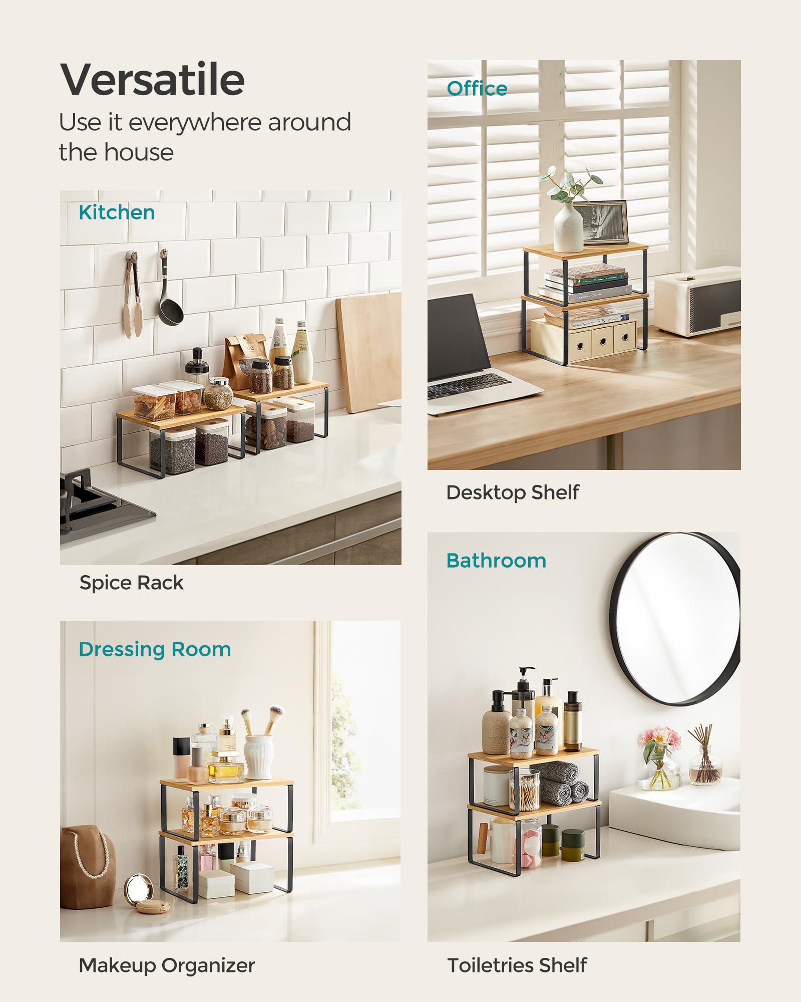 Foto 5 | Armario Organizador De Estantes Songmics Kitchen Set 2, Metal Y Madera - Venta Internacional.