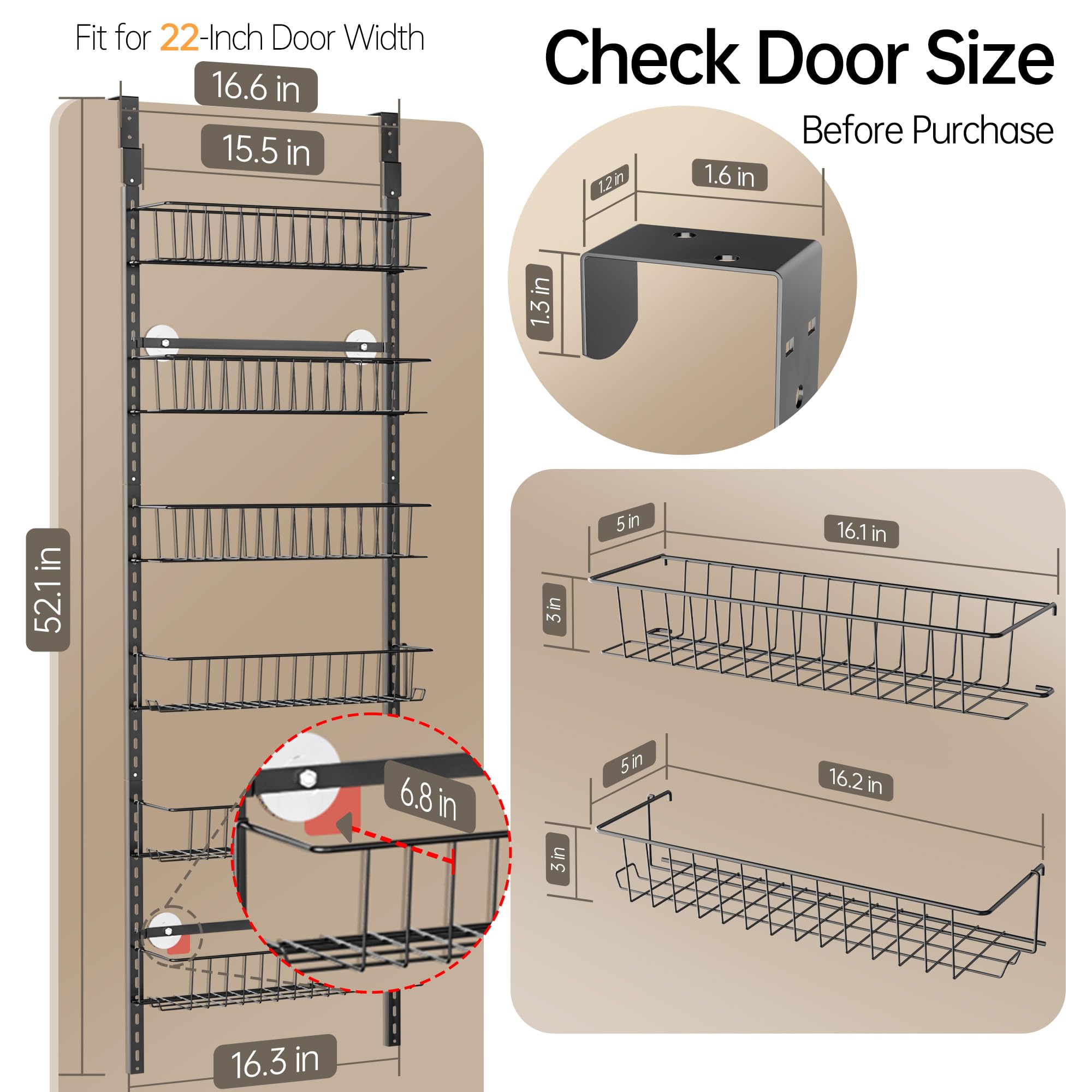 Foto 4 pulgar | Organizador Delamu Para Puertas De Despensa, Ajustable, Metal, 6 Niveles, Negro - Venta Internacional.