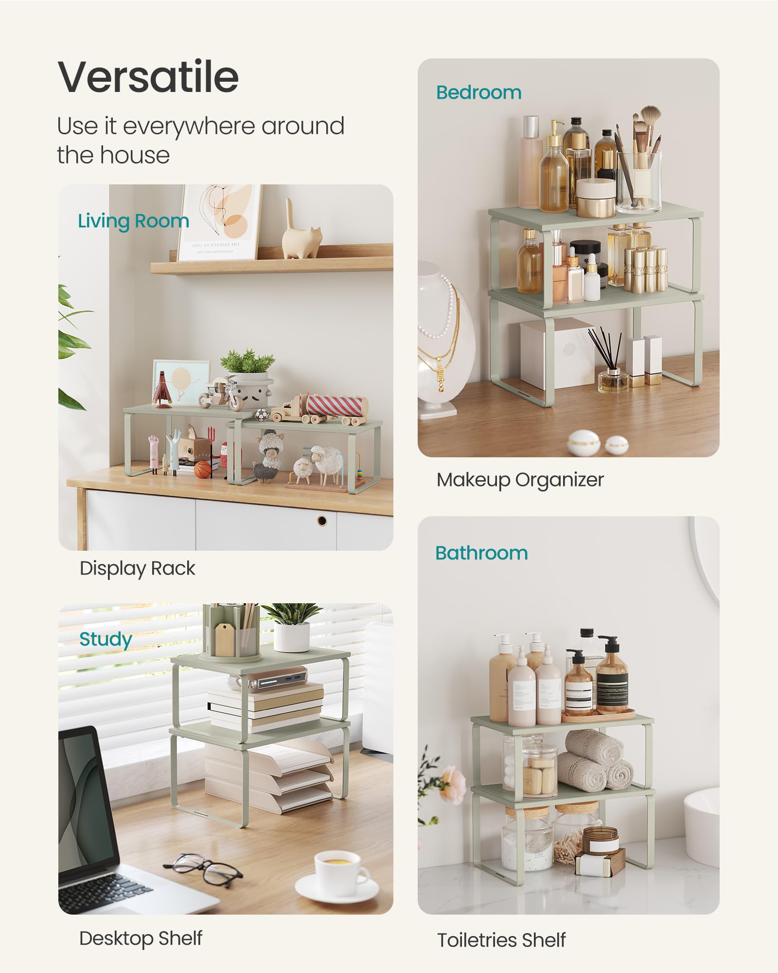 Foto 5 | Estante Organizador De Armario Songmics Kitchen Cappuccino Beige X2 - Venta Internacional.